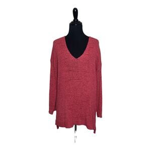 Chaps blush pink v neck long sleeves sweater size Large